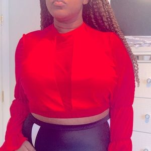 Red Hot Swim Coverup Crop Top